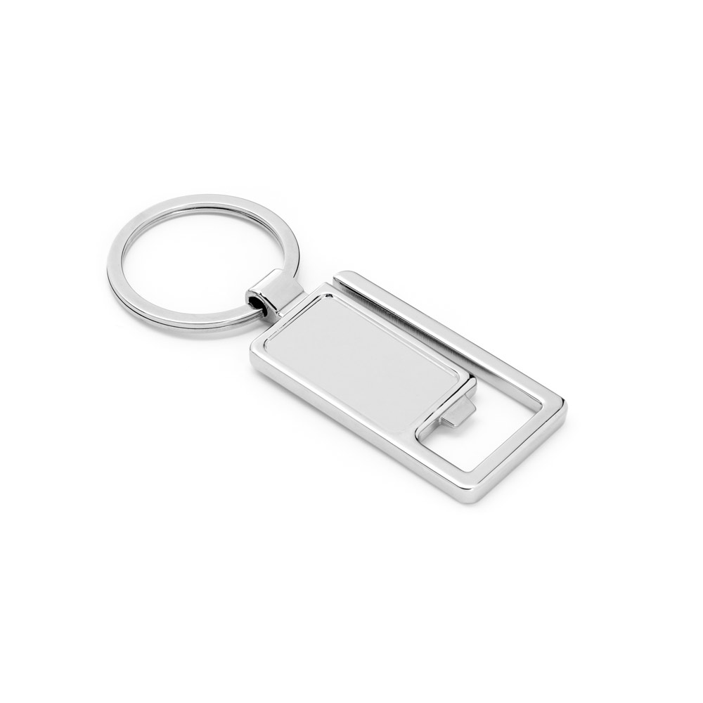Chaveiro em metal com abridor de garrafas