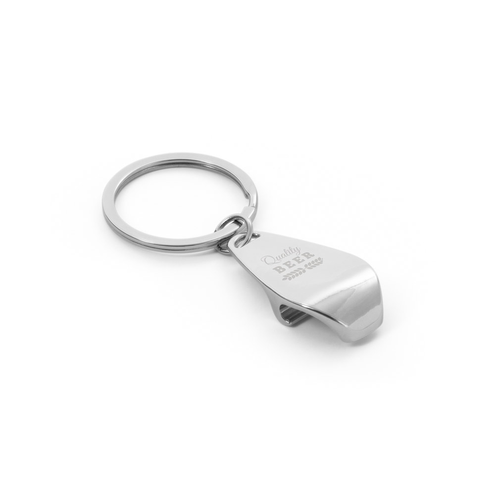 Chaveiro em metal com abridor de garrafas