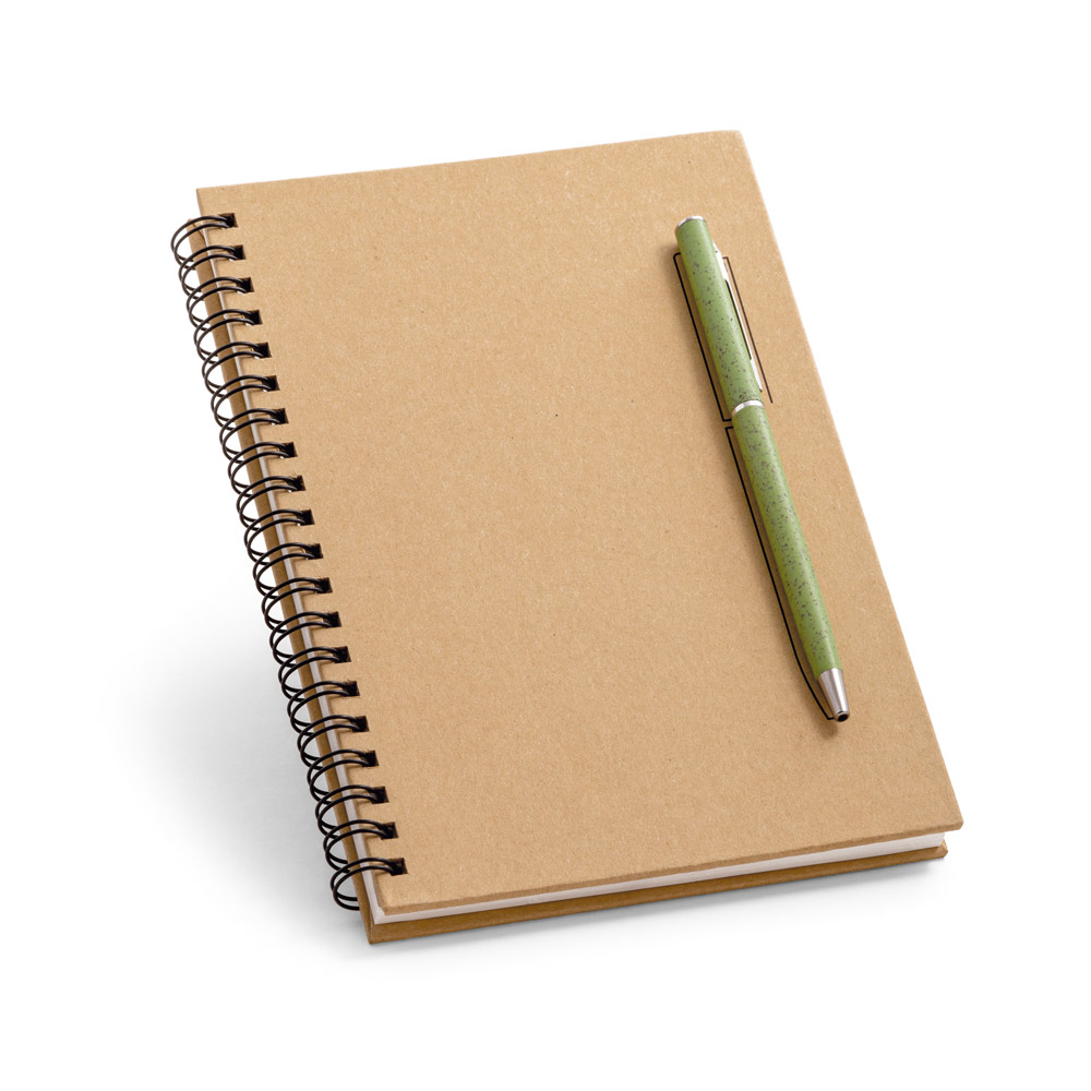 Caderno B6 de capa dura em papel kraft com 140 páginas lisas em papel pedra (120 g/m²)