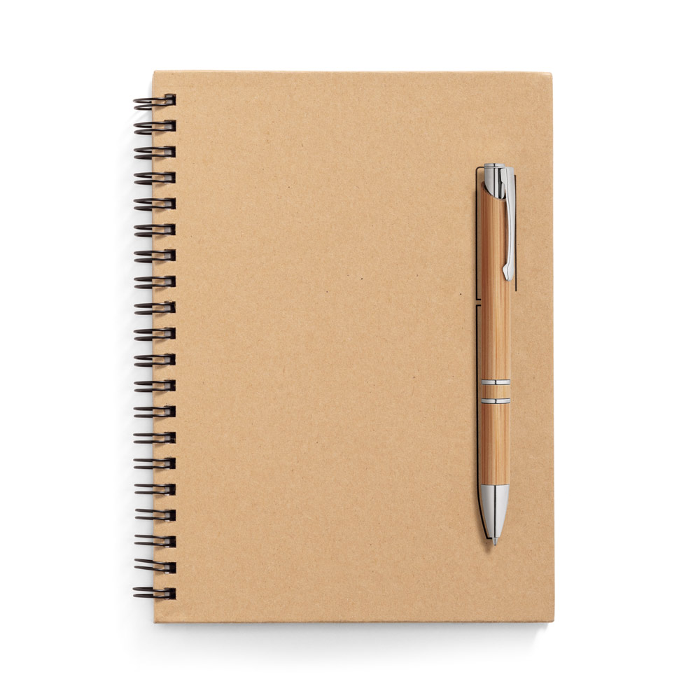 Caderno B6 de capa dura em papel kraft com 140 páginas lisas em papel pedra (120 g/m²)
