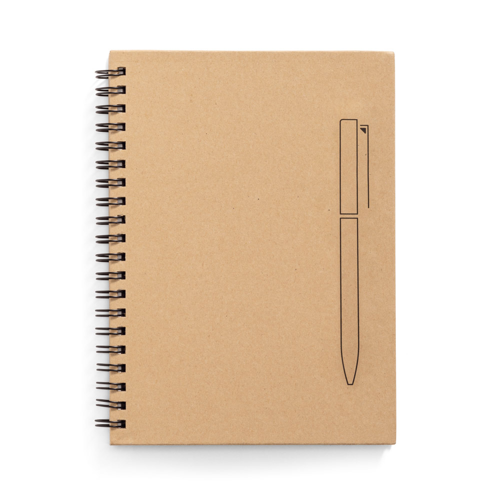Caderno B6 de capa dura em papel kraft com 140 páginas lisas em papel pedra (120 g/m²)