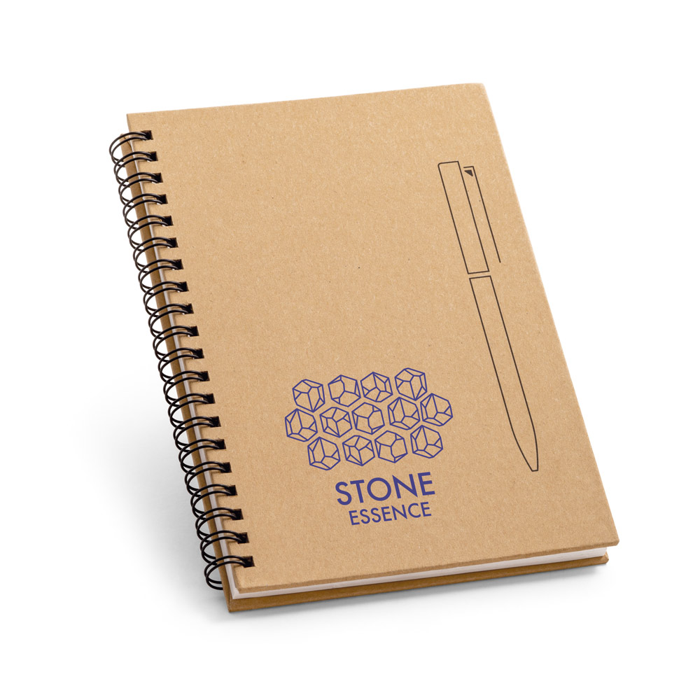 Caderno B6 de capa dura em papel kraft com 140 páginas lisas em papel pedra (120 g/m²)