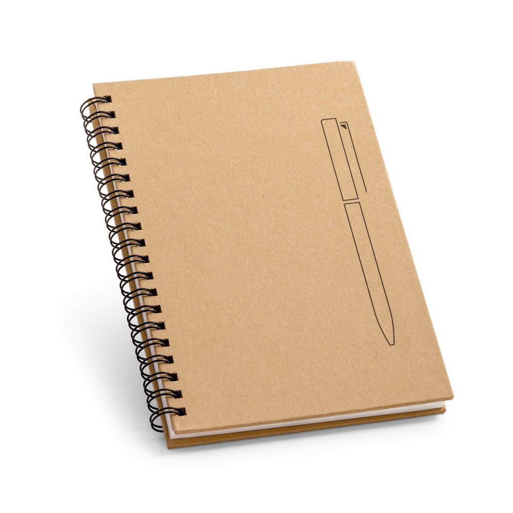 Caderno B6 de capa dura em papel kraft com 140 páginas lisas em papel pedra (120 g/m²)