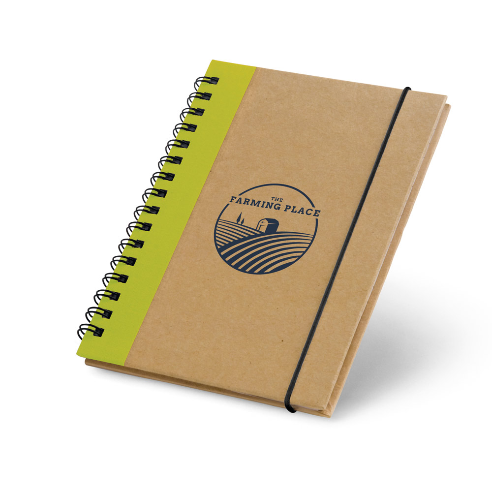 Caderno A6 de capa dura em cartão com 120 páginas lisas reciclado