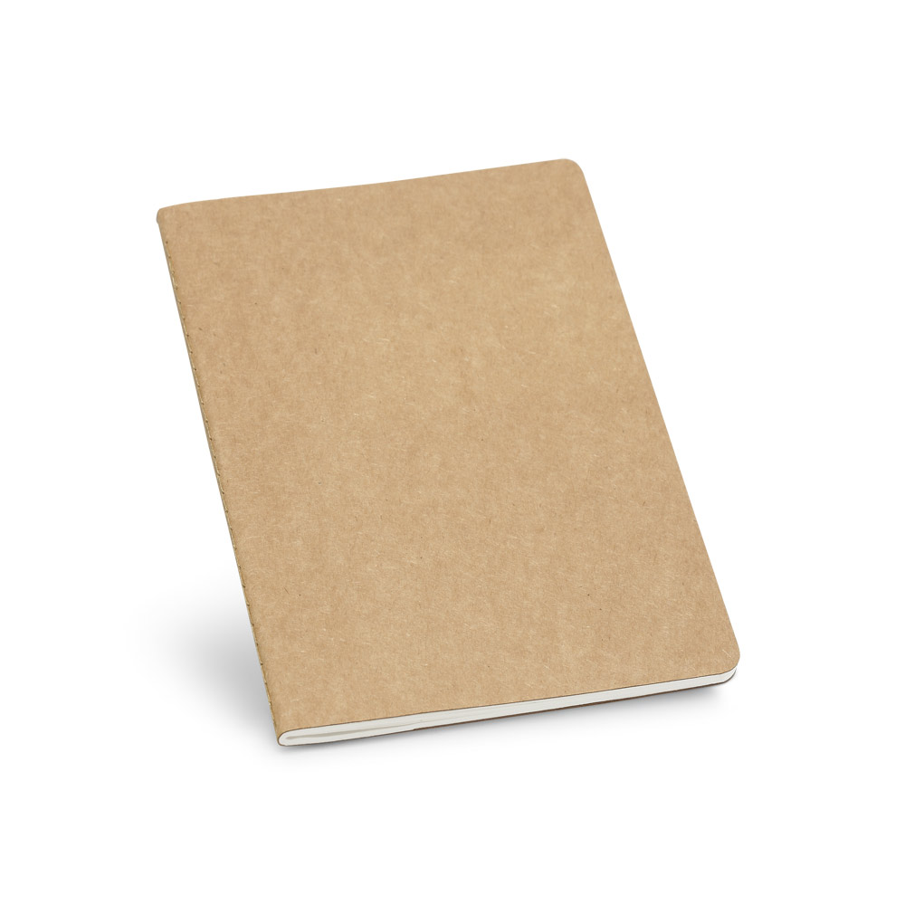 Caderno A5 de capa flexível de cartão kraft reciclado com 80 páginas pautadas recicladas