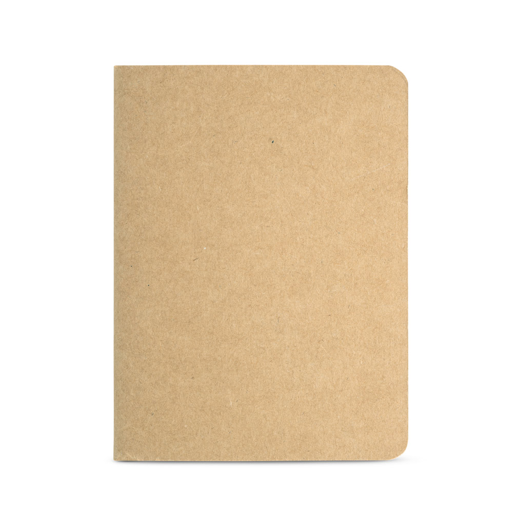 Caderno B7 de capa flexível em cartão kraft reciclado com 60 páginas lisas recicladas