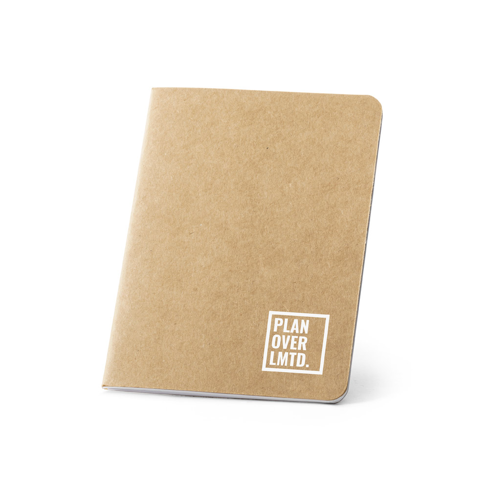 Caderno B7 de capa flexível em cartão kraft reciclado com 60 páginas lisas recicladas