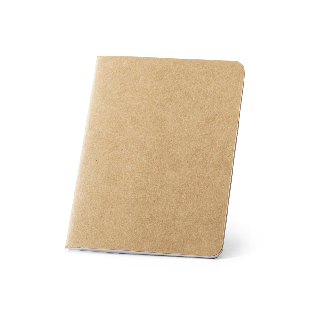 Caderno B7 de capa flexível em cartão kraft reciclado com 60 páginas lisas recicladas