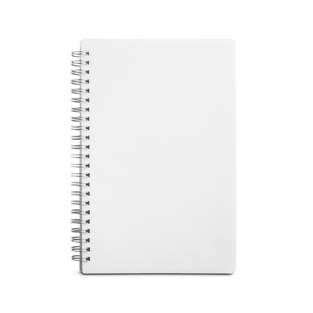 Caderno A5 em PP com tratamento antibacteriano com 160 páginas pautadas recicladas