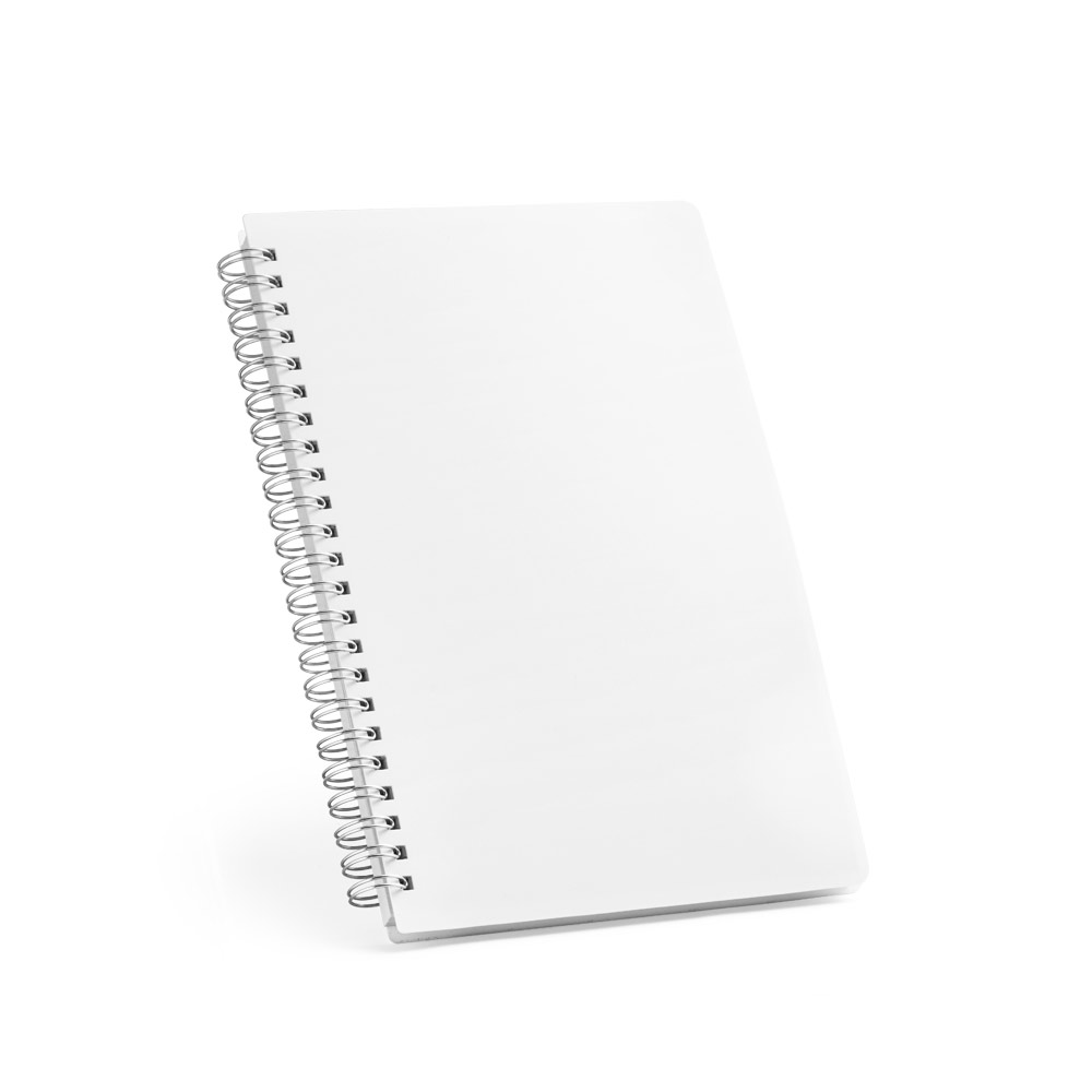 Caderno A5 em PP com tratamento antibacteriano com 160 páginas pautadas recicladas