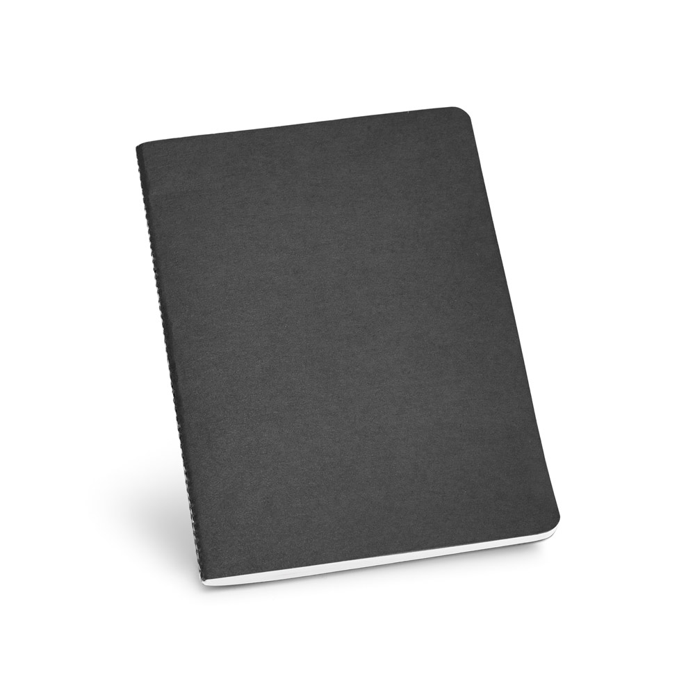 Caderno A5 de capa flexível em cartão kraft reciclado com 80 páginas pautadas recicladas