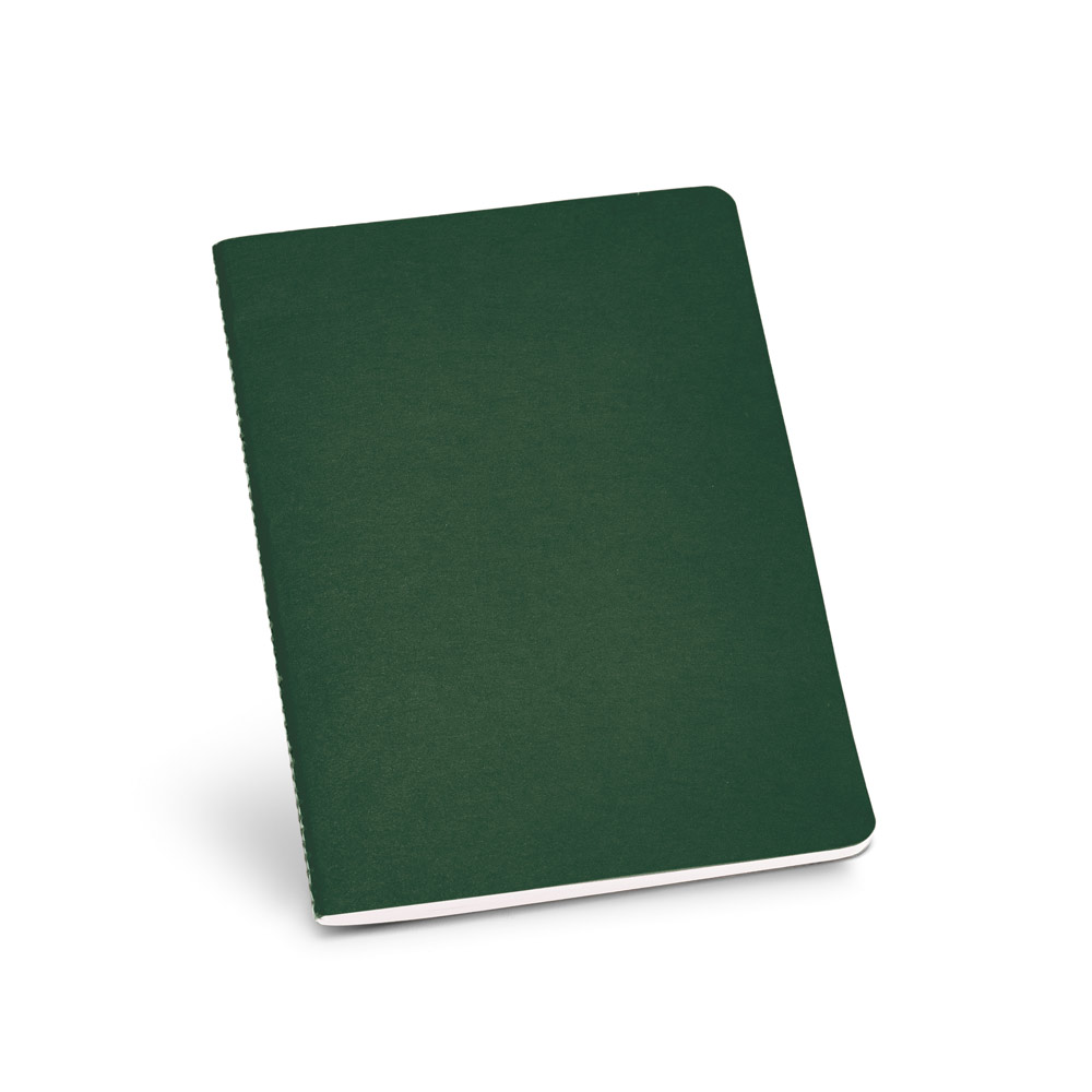 Caderno A5 de capa flexível em cartão kraft reciclado com 80 páginas pautadas recicladas