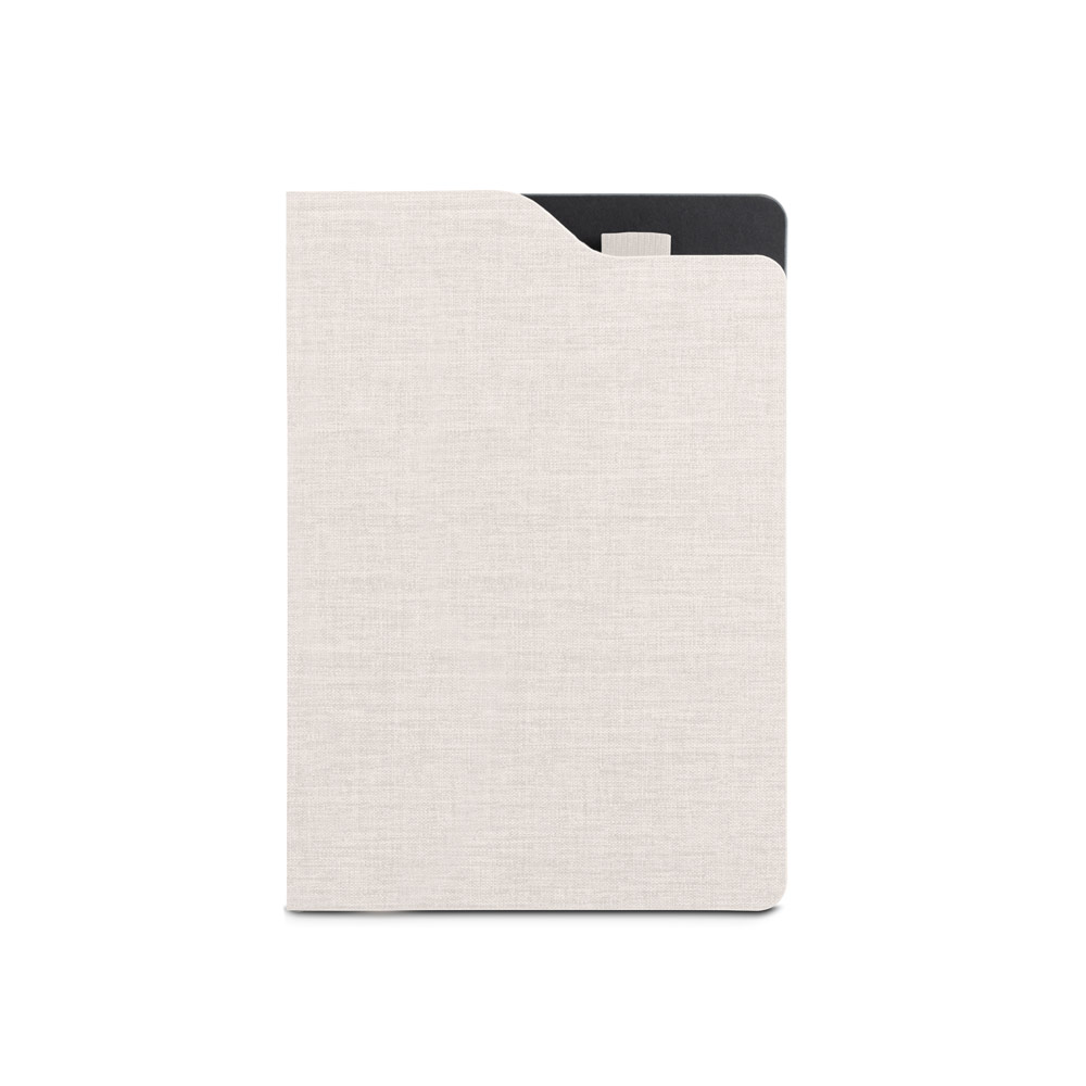 Caderno A5 de capa dura em tecido PET 100% reciclado com 160 páginas pautadas recicladas