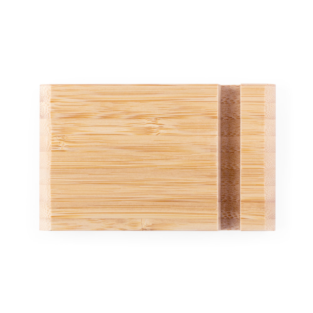 Suporte para celular em bambu com duas canaletas de tamanhos diferentes