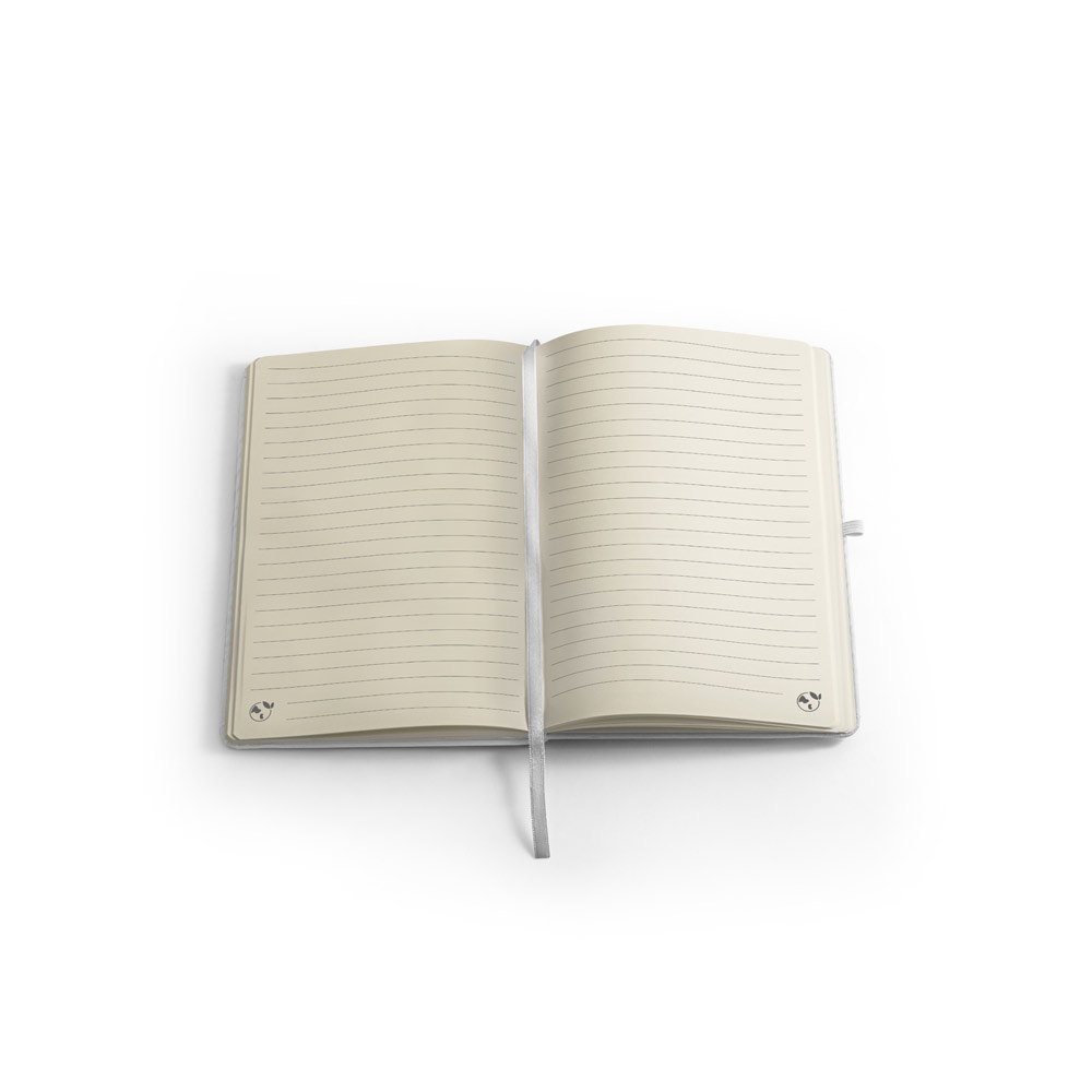 Caderno A5 de capa dura em PET 100% reciclado 300D ideal para personalização em sublimação