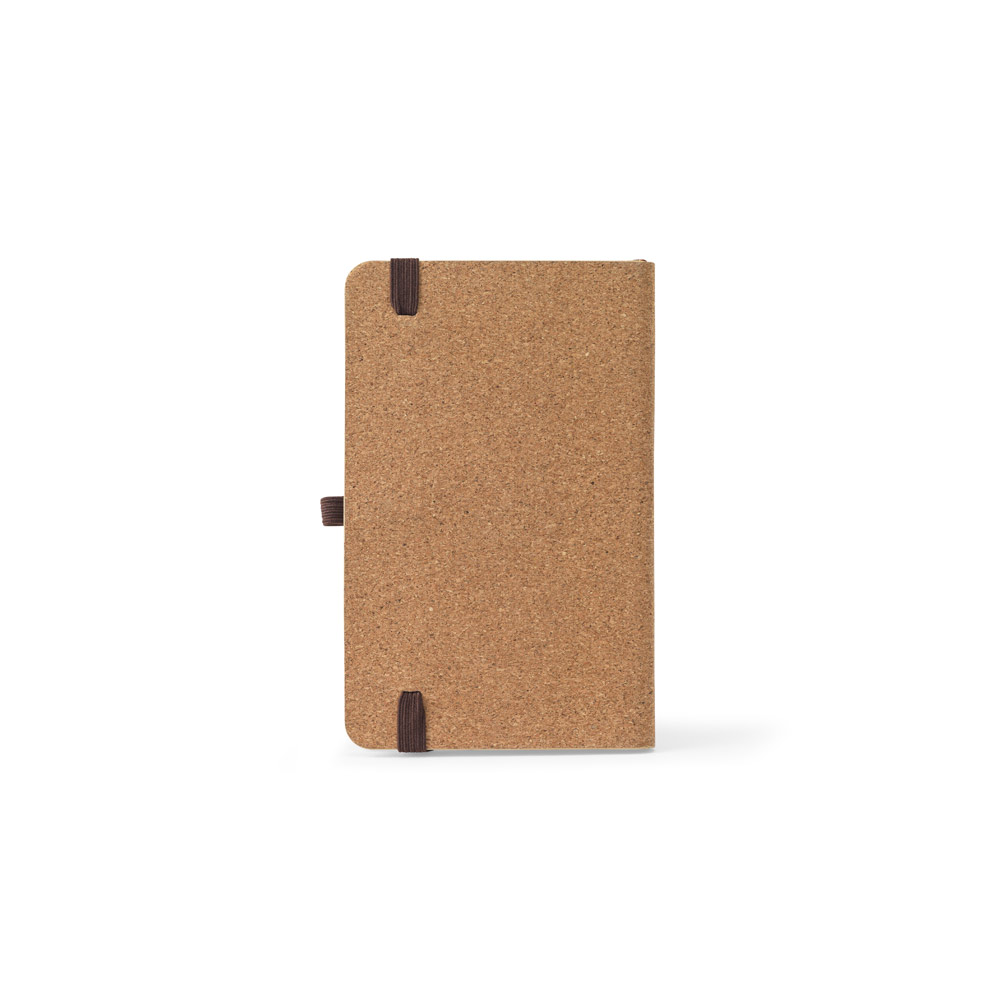 Caderno de bolso de capa dura em folha de bambu e cortiça com 160 páginas pautadas