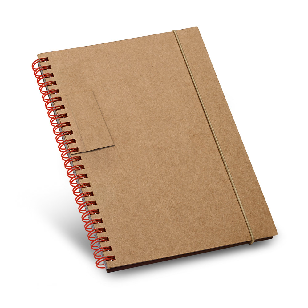 Caderno B6 de capa dura em cartão com 120 páginas pautadas recicladas