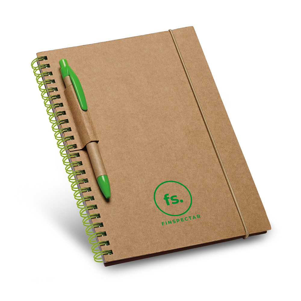 Caderno B6 de capa dura em cartão com 120 páginas pautadas recicladas