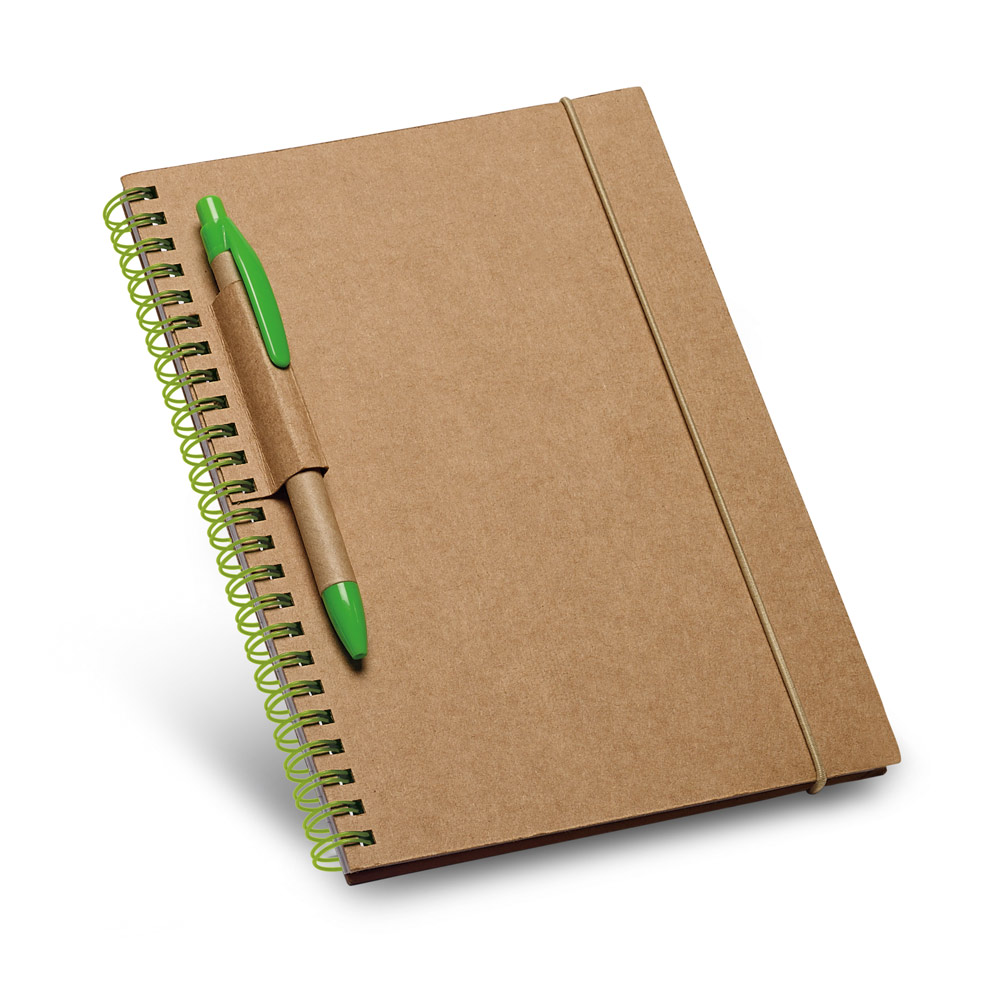Caderno B6 de capa dura em cartão com 120 páginas pautadas recicladas