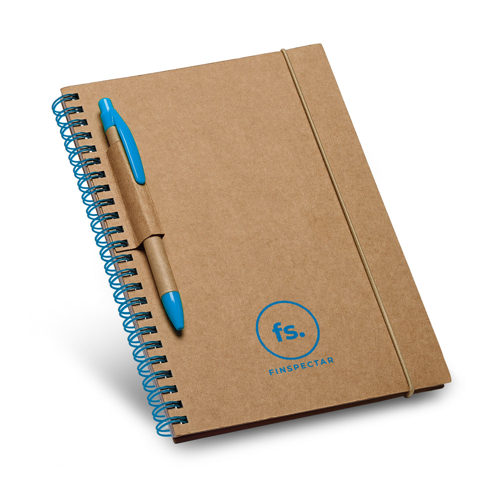 Caderno B6 de capa dura em cartão com 120 páginas pautadas recicladas