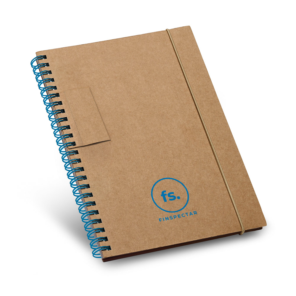 Caderno B6 de capa dura em cartão com 120 páginas pautadas recicladas