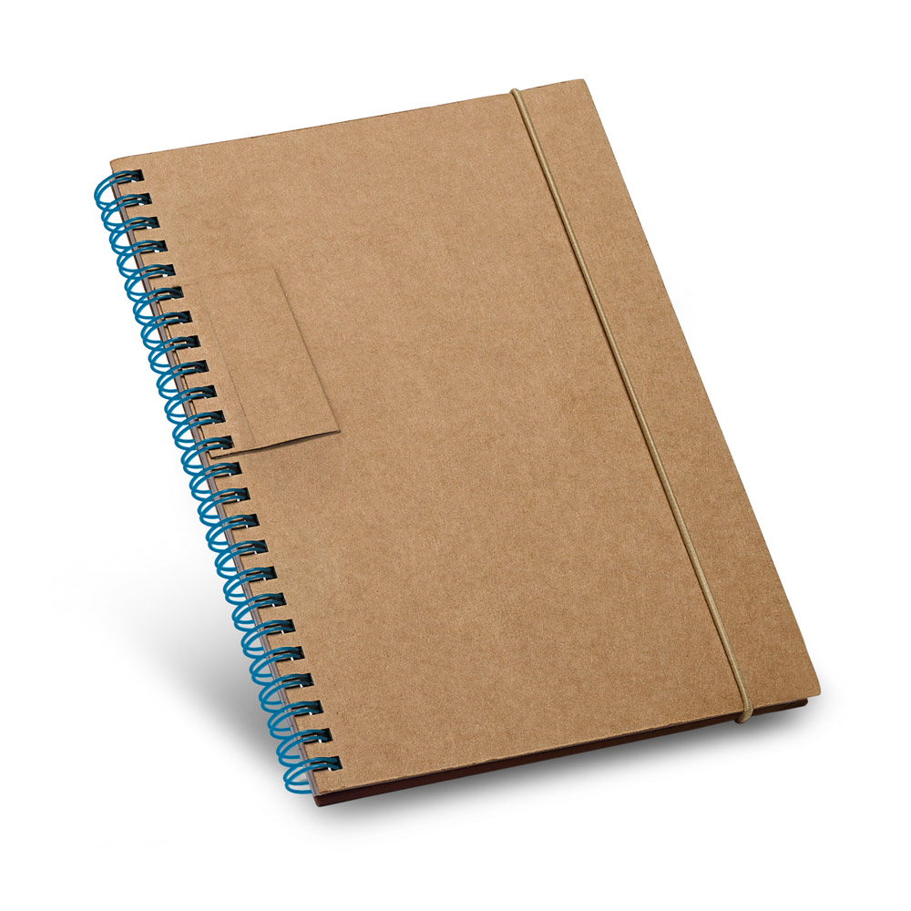 Caderno B6 de capa dura em cartão com 120 páginas pautadas recicladas