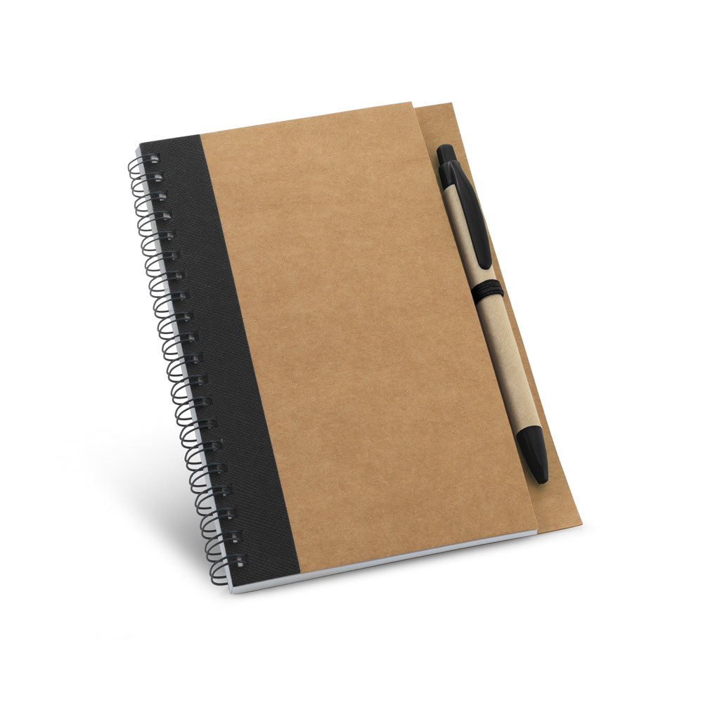 Caderno B6 espiral de capa dura com 120 páginas lisas recicladas