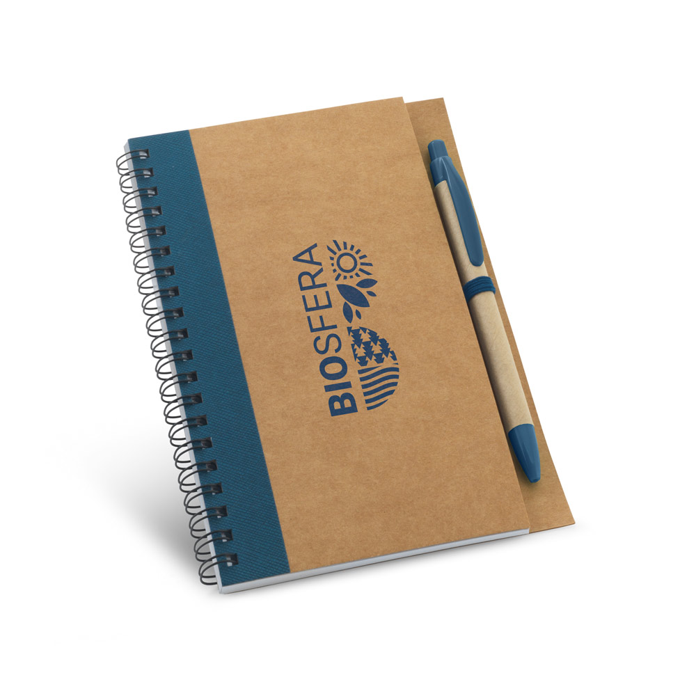 Caderno B6 espiral de capa dura com 120 páginas lisas recicladas