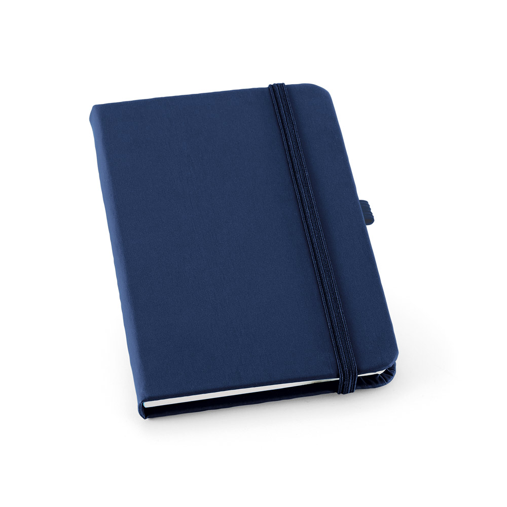Caderno A6 de capa dura em c.sintético com 160 páginas pautadas