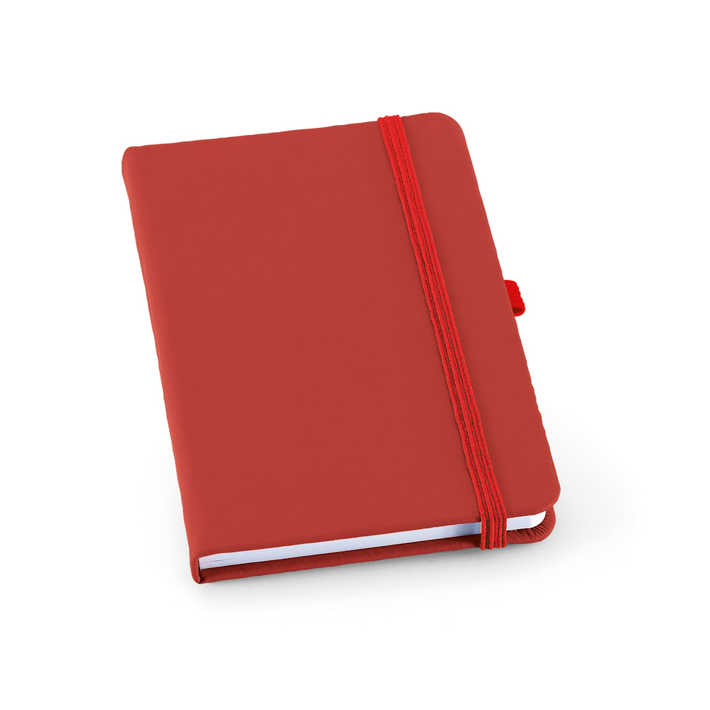 Caderno A6 de capa dura em c.sintético com 160 páginas pautadas
