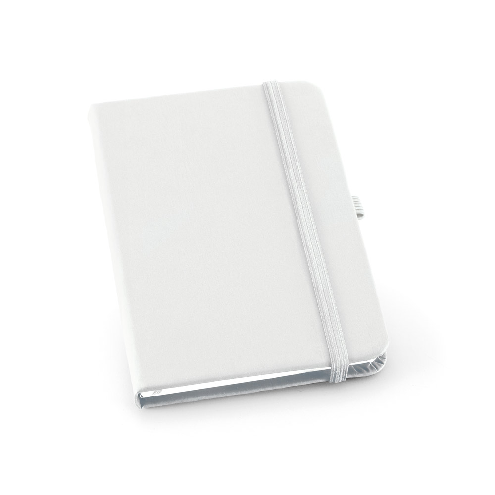 Caderno A6 de capa dura em c.sintético com 160 páginas pautadas
