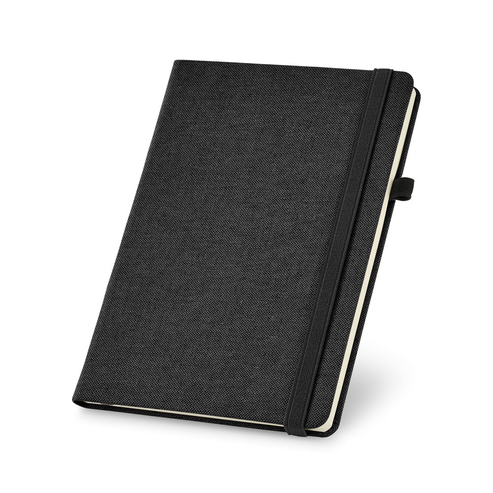 Caderno A5 em canvas (poliéster) com páginas lisas