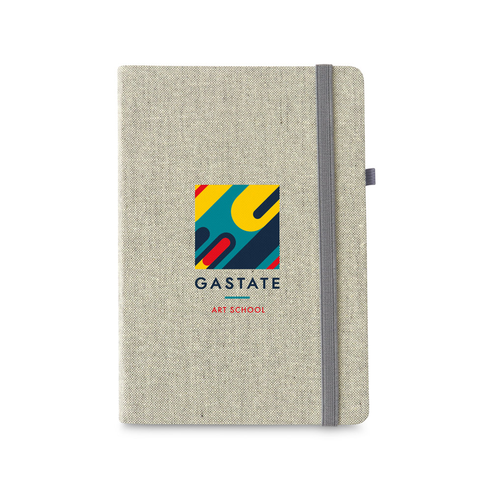 Caderno A5 em canvas (poliéster) com páginas lisas