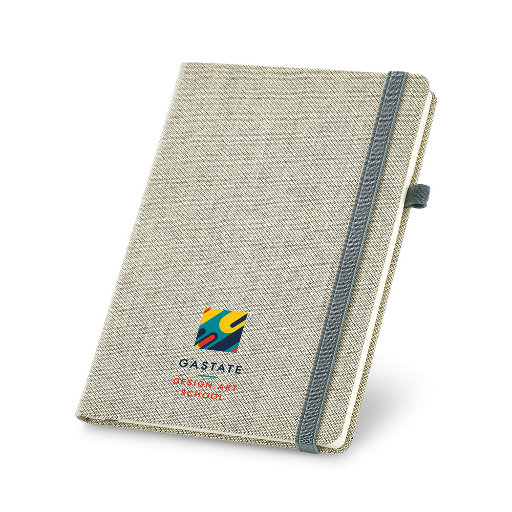 Caderno A5 em canvas (poliéster) com páginas lisas