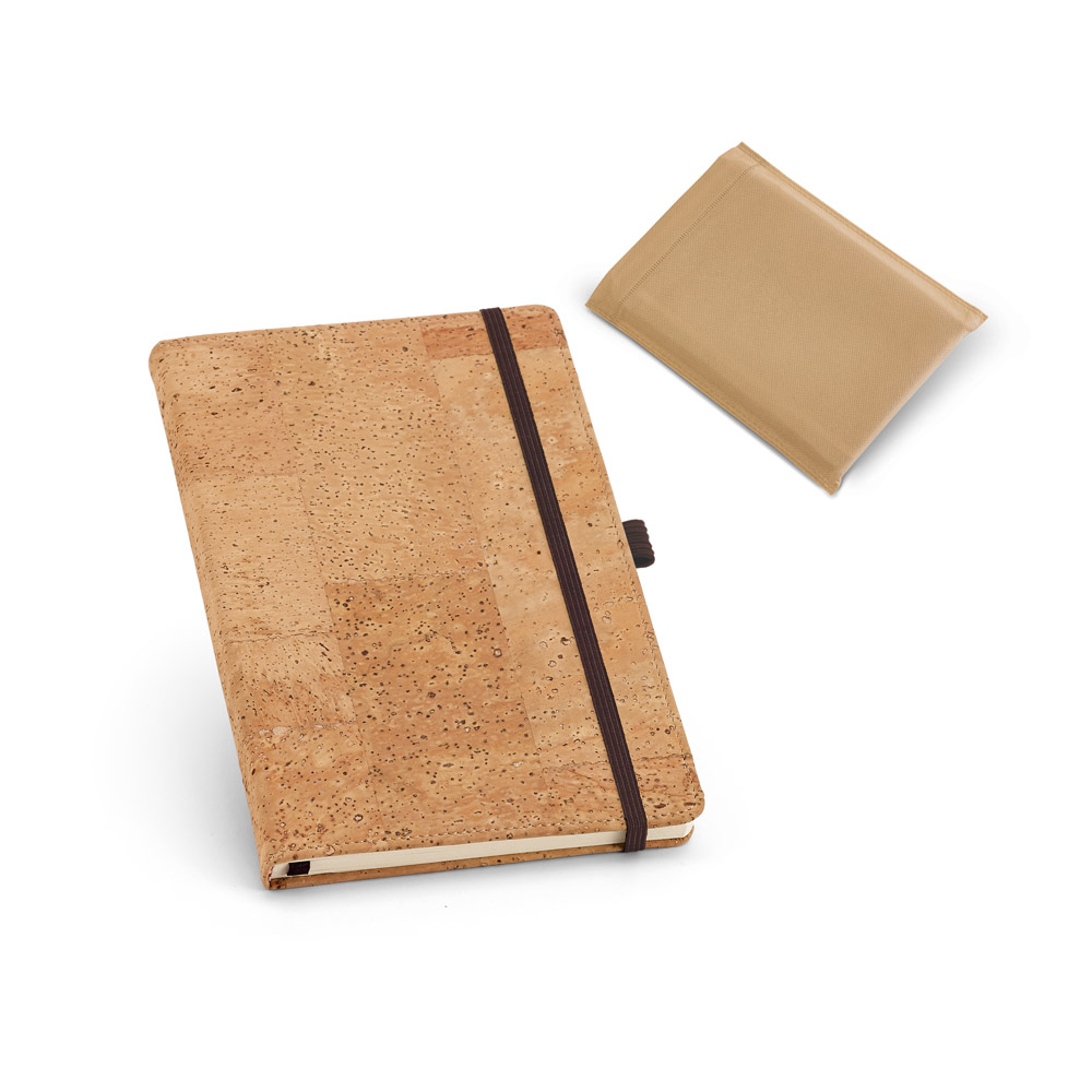 Caderno A6 de capa dura em cortiça com 160 páginas lisas