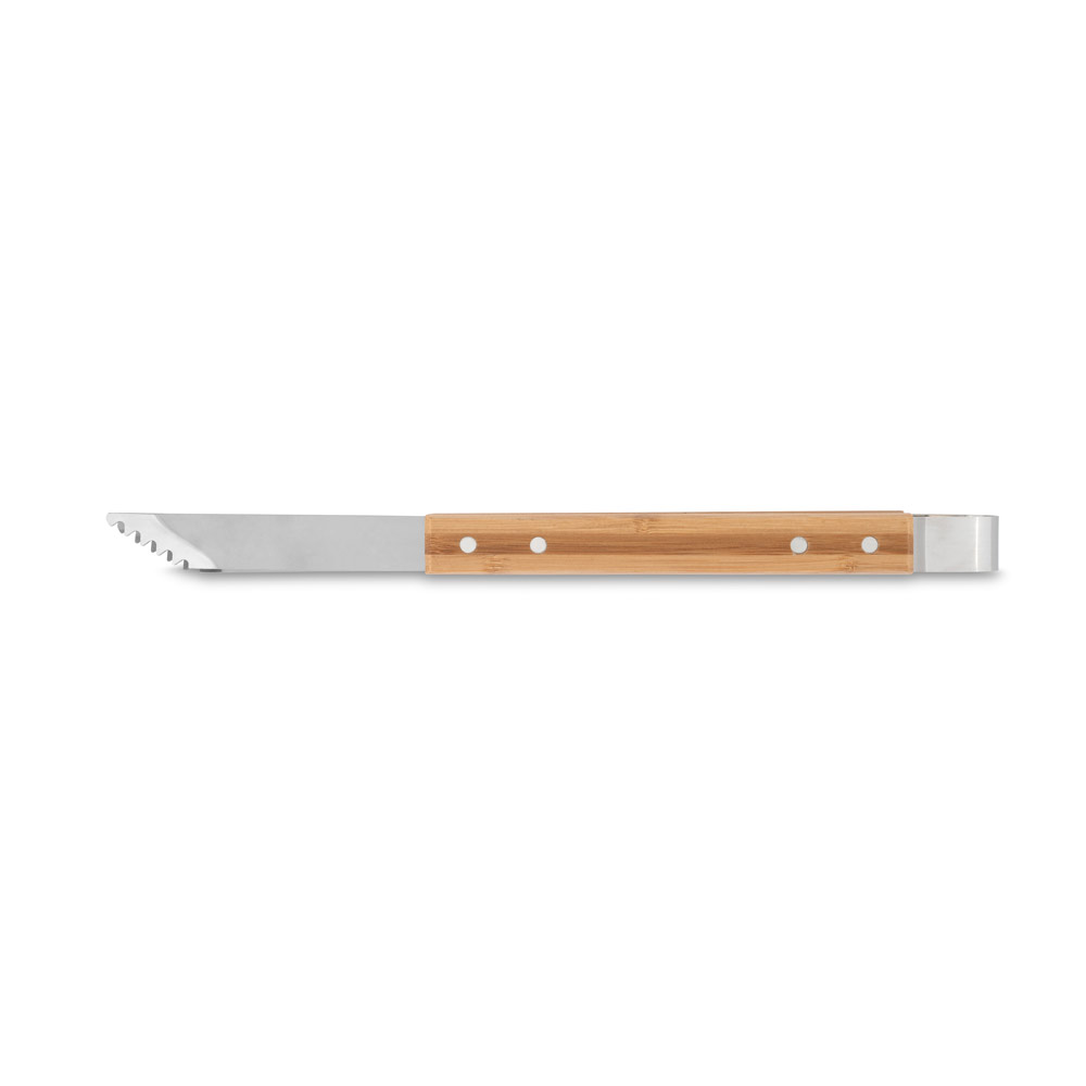 Kit churrasco em estojo de bambu com 6 peças em aço inox e bambu