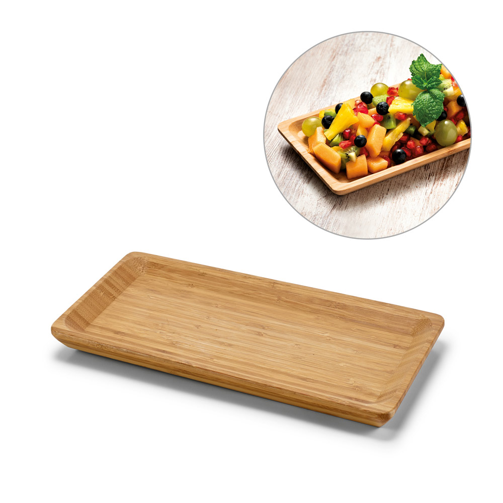 Travessa em bambu indicada para servir alimentos