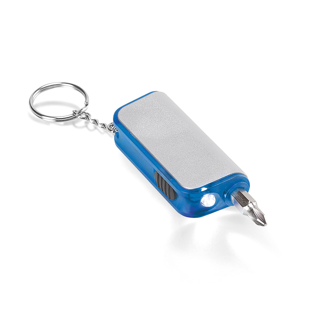Chaveiro com lanterna LED e ferramenta