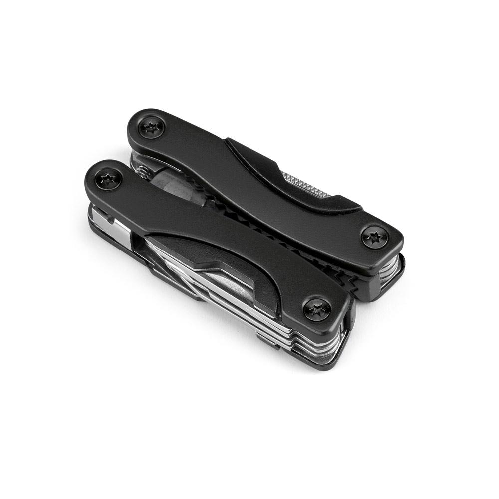 Mini alicate multifunções em aço inox e alumínio com 9 funções