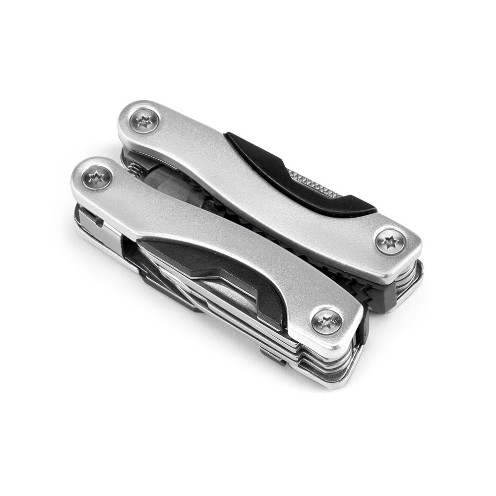 Mini alicate multifunções em aço inox e alumínio com 9 funções