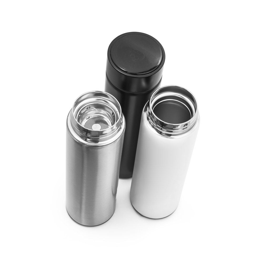 Garrafa em aço inox de parede dupla térmica, isolada a vácuo 450 mL