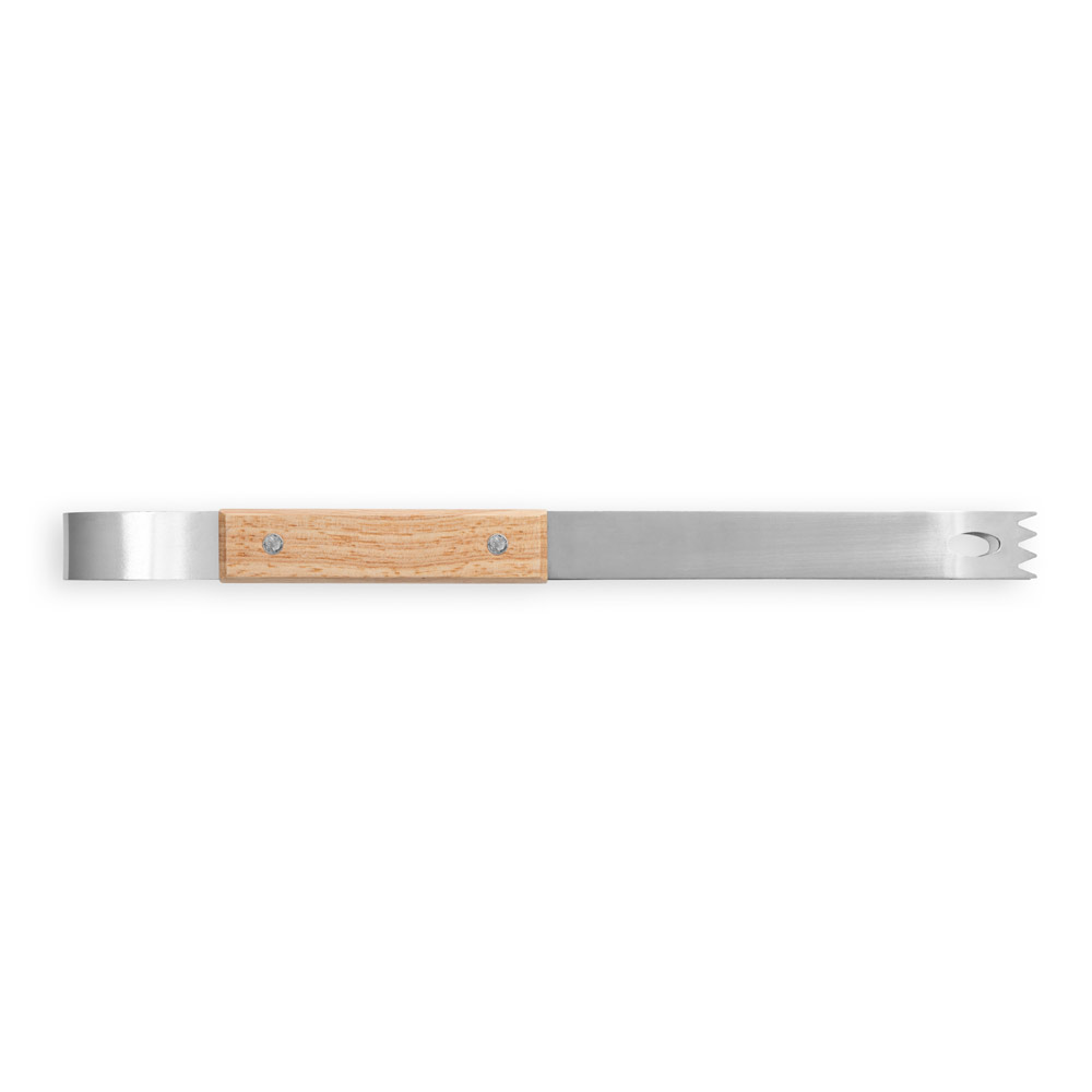 Kit churrasco em estojo de PU e 210D com tábua em bambu e 7 utensílios em aço inox e madeira de Seringueira