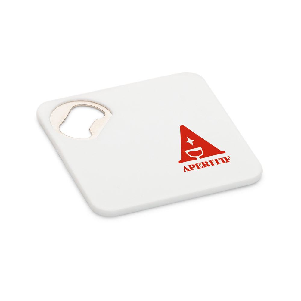 Porta copos em ABS com abridor de garrafas