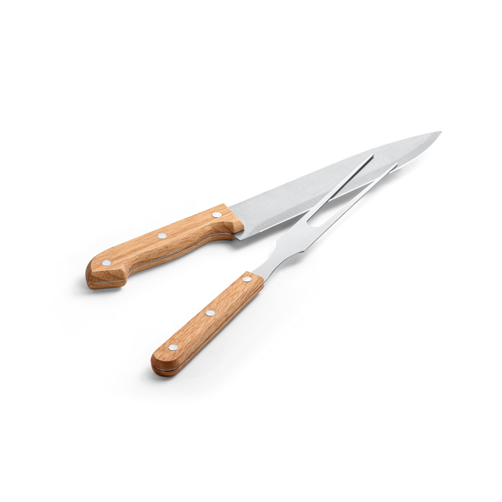 Kit churrasco em caixa kraft com 2 utensílios 3m aço inox e bambu