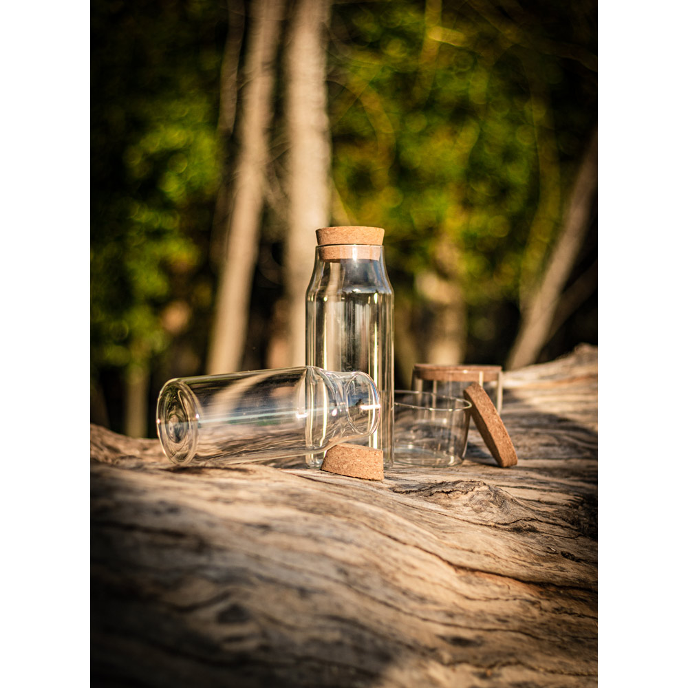 Garrafa em vidro borosilicato com tampa em cortiça 1 L