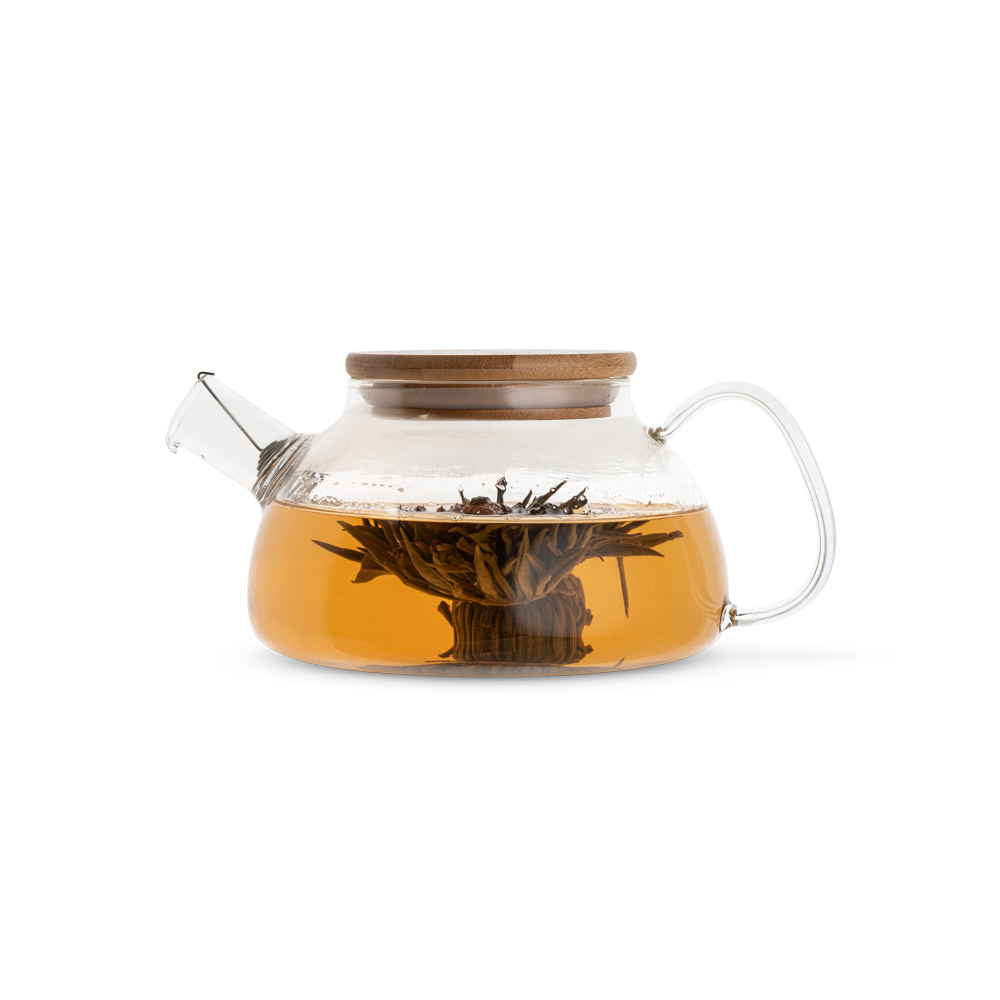 Bule de vidro borossilicato com tampa em bambu 750 mL