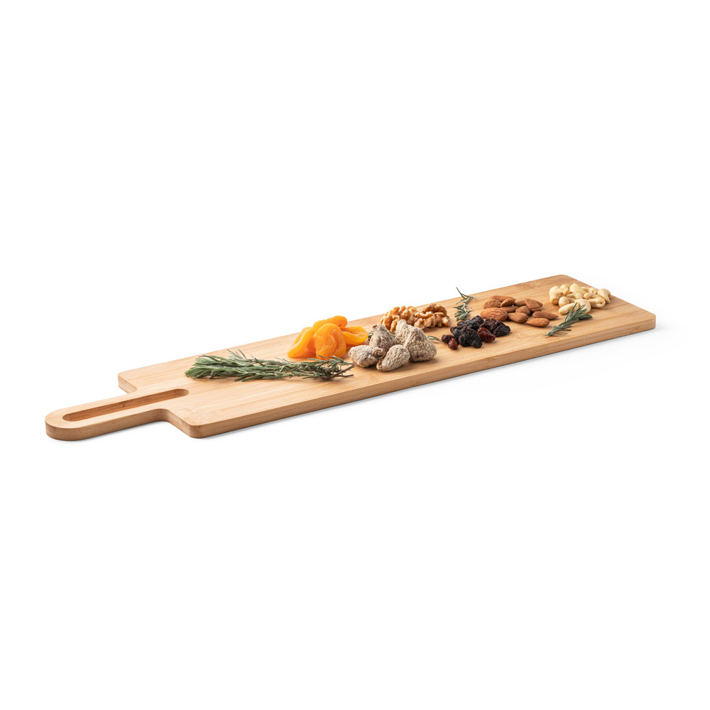 Tábua de servir aperitivos em bambu com pega