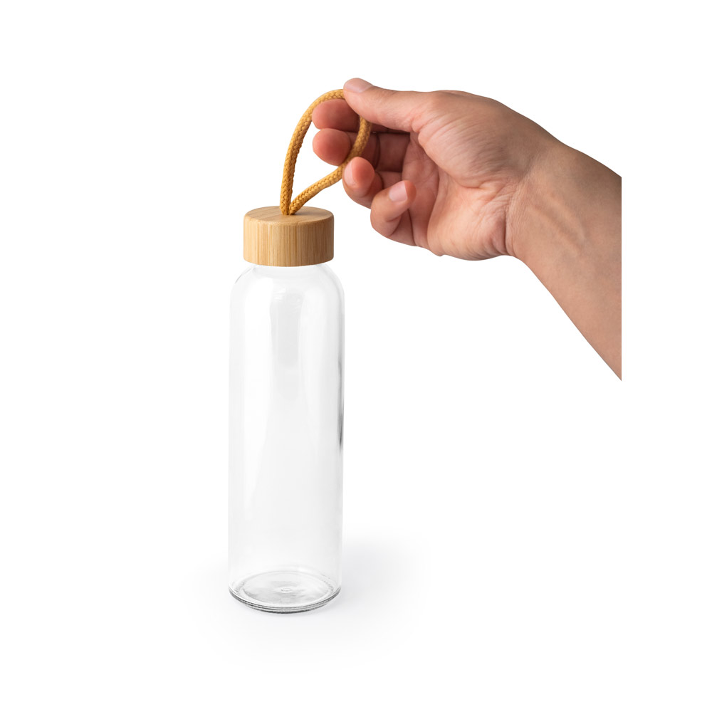 Squeeze em vidro, com tampa em bambu 500 mL