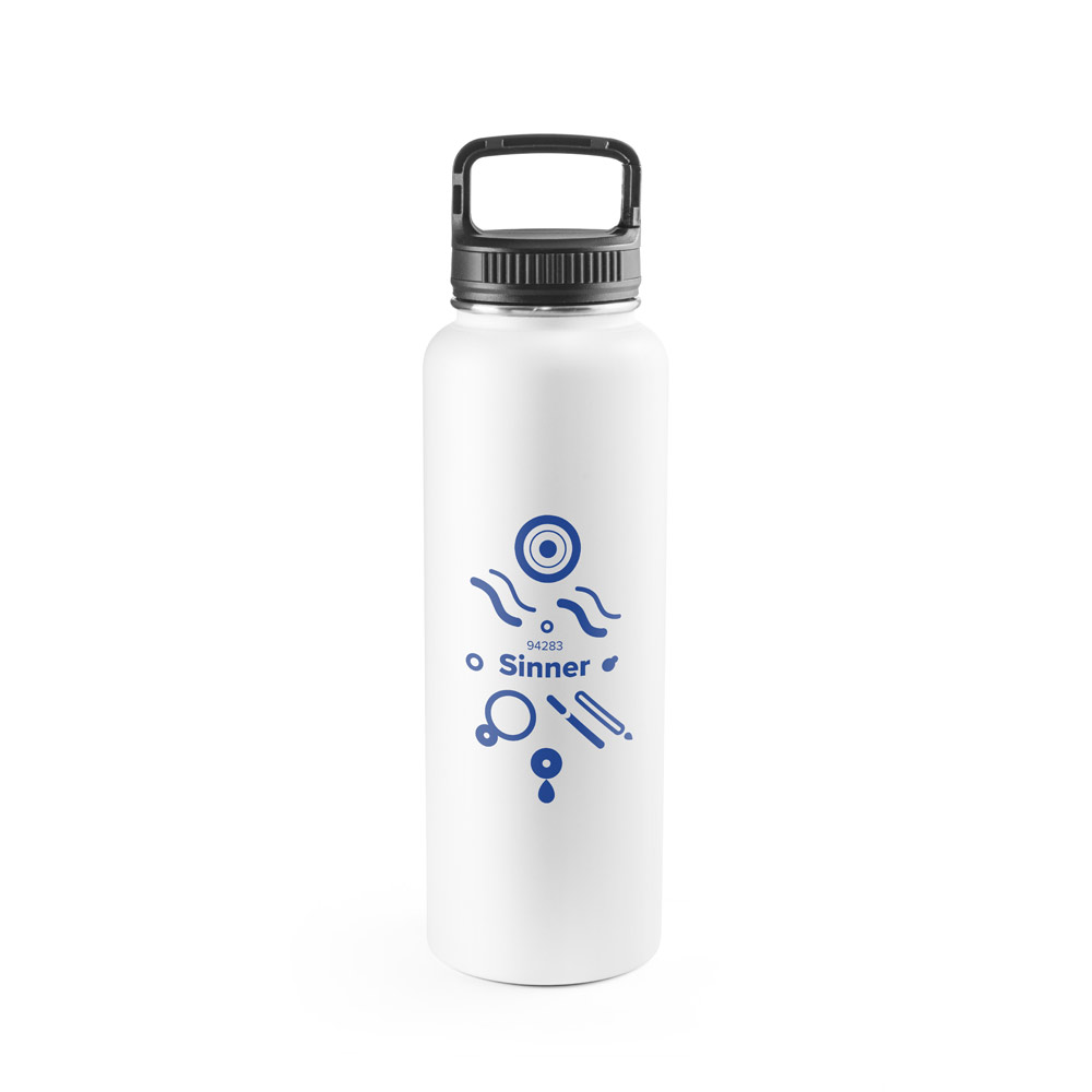 Garrafa esportiva em aço inox 90% reciclado com revestimento em pó e de grande capacidade até 1200 mL
