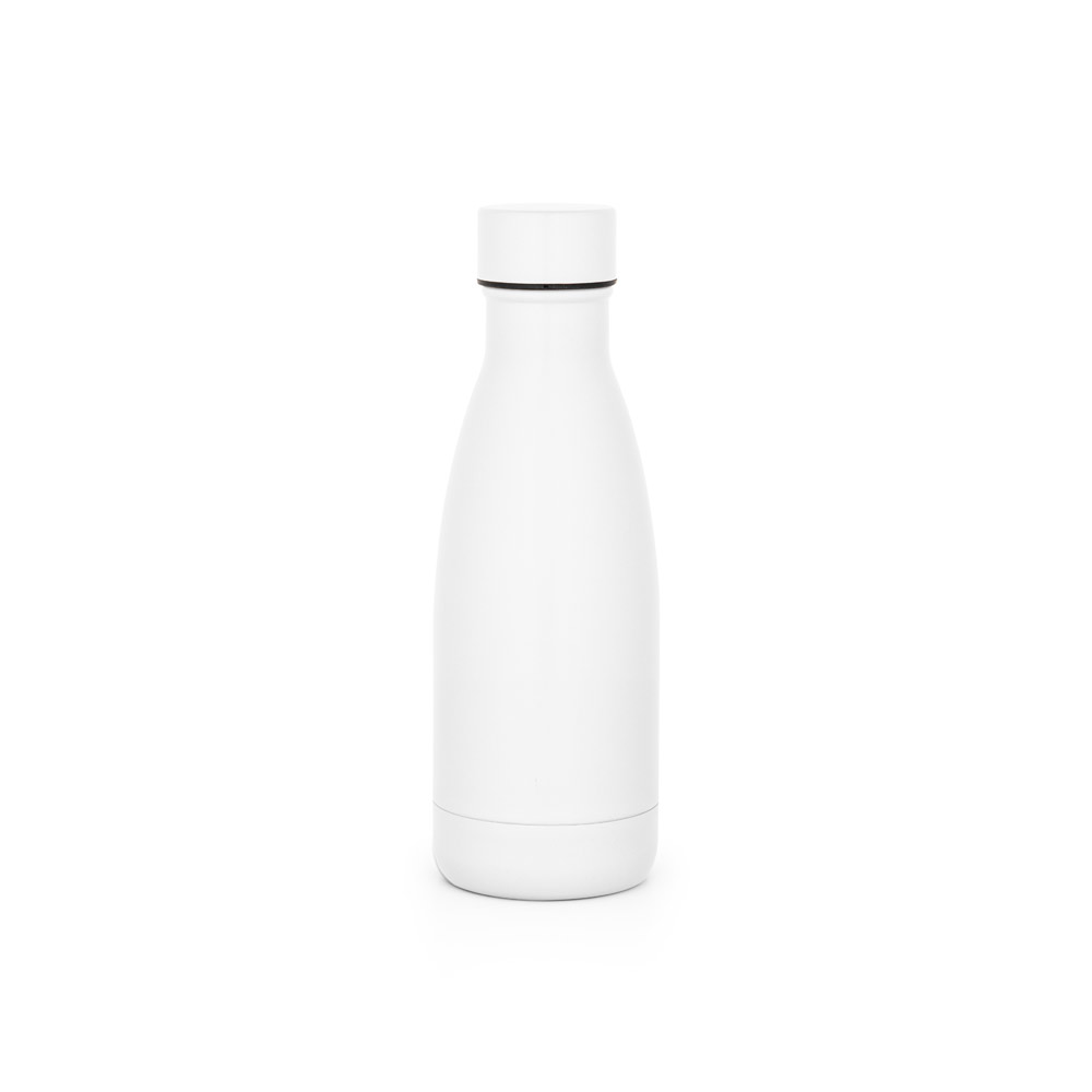 Garrafa térmica em aço inox 90% reciclado com parede dupla, isolada a vácuo e acabamento em mate 400 mL